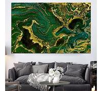 Diamond Painting Kits,Or abstrait et vert 5D DIY Broderie Diamant Complet Kit Diamant Peinture Cristal Strass Point de Croix Toile Artisanat Art Maison Décor Murale Cadeau Square Drill,50x70cm