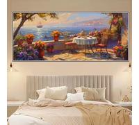 Diamond Painting Kits pour Adulte, 30x90cm Grand Format Broderie Diamant Kit Complet, DIY Bord De La Mer Kits de Peinture Diamant, 5D Strass Point de Croix Mosaique Kit Cadeau (Terrasse) Z-S1182