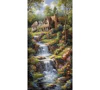 Diamond Painting La cascade, Ferme Diamond-Painting Noel, Peinture Diamant Adulte Débutant, Activite Manuelle Adulte, Loisirs Créatifs Adultes, Diy Kit Complet Canevas, Maison Décoration 50x100cm W738