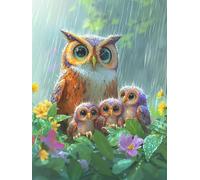 Diamond Painting La Chouette, Kit Complet Diamond-Painting animal, Loisirs Créatifs Adultes, Canevas Enfants Débutant, Point de Croix Cristal Peinture Diamant, Décoration Maison de Noël 55x80cm Q-524