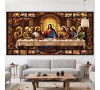Diamond Painting La Dernière Cène Diamond Painting Enfant Jésus Activité Manuelle Adulte Débutant Peinture Diamant,2025 Nouveau DIY 5D Mosaique Broderie Diamant Point de Croix Décor 50x100cm QO-160
