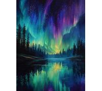 Diamond Painting Lac Diamond Painting Adulte, 5D Broderie Diamant Kit Complet Aurore Carré Peinture Diamant Accessoires Loisirs Créatifs Adultes Strass Point de Croix Décoration Murale 70x90 cm S-227
