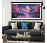 Diamond Painting Lac Diamond Painting Adulte, Lune Peinture Diamant Débutants, DIY Canevas Kit Broderie Diamant Complet Kit Strass Point de Croix Cristal pour Decoration Chambre Maison 30x60cm Y6-61