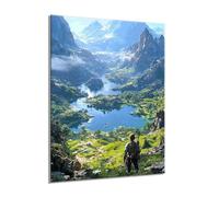 Diamond Painting Lac Montagne Diamond Painting Adulte Enfant, 5D DIY Art du Diamant Complet Kits, Activité Manuelle Adulte Cristal Point de Croix Kits, Décoration Halloween Cadeaux 35x50cm s0yh-890