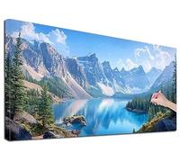 Diamond Painting Lac, Peinture Diamant Adulte Paysage, 80x180 cm 5D Grand Diamond Painting Kit Complet, Diamant Strass Point de Croix Cristal Paintings, Kit Broderie pour Decoration Maison, Noel, F-95
