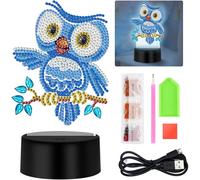 Diamond Painting Lampe 5d Hibou,Led Diamond Painting Enfant Creatif,7 Couleurs Veilleuse Pour Enfants,Bricolage Veilleuse Pour Filles Et Garçons Chambre Décor Cadeaux Anniversaire[Vei9271137]