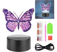 Diamond Painting Lampe 5d Papillon,Led Diamond Painting Enfant Creatif,7 Couleurs Veilleuse Pour Enfants,Bricolage Veilleuse Pour Filles Et Garçons Chambre Décor Cadeaux Anniversaire