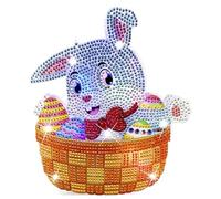 Diamond Painting Lampe de décoration de Pâques, peinture diamant lapin de Pâques avec lumière LED, kit de peinture diamant DIY, kit de peinture diamant, peinture diamant printemps, Diamond Painting
