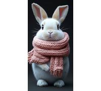 Diamond Painting Lapin, 5D Diamond Painting Adulte Grand Format Animal Kit Broderie Tableau Diamant Complet Rond, Loisirs Créatifs Adultes Diamant Point de Croix Peinture, Cadeau 30x60cm 2-V49713