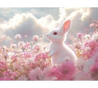 Diamond Painting Lapin Peinture Diamant Fleur Diamond Painting Adulte, 5D DIY Broderie Diamant Point de Croix Loisirs Créatifs Adultes Artisanat Kit pour Tableau Decoration Murale, 50x70 cm, Model 862