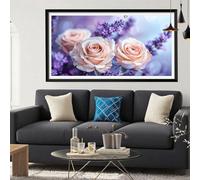 Diamond Painting Lavande Diamond Painting Adulte, Fleur Peinture Diamant Débutants, DIY Canevas Kit Broderie Diamant Complet Kit Strass Cristal Paintings pour Decoration Chambre Maison 90 x 180 Y6-609