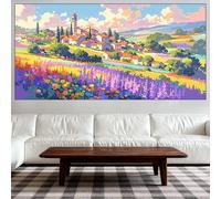 Diamond Painting Lavande Diamond Painting Adulte Grand Format 100x200cm, Bricolage Broderie Diamant Point de Croix Peinture Diamant Jardin, Loisirs Créatifs Adultes Kits pour Décoration Cadeau QO-79