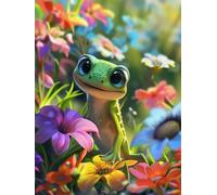 Diamond Painting Le Lézard 5D Peinture Diamant Adulte Fleurs Broderie Diamant Kit Complet DIY Gemme Point de Croix Artisanat Cristal Painting pour Adultes Débutants Maison Décoration 20x30cm T0-751