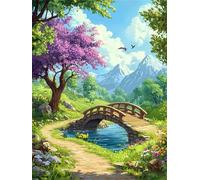 Diamond Painting Le pont, Diamond Painting Enfant Montagne de neige, Loisirs Créatifs Adultes, Broderie Diamant Kit Complet, Cristal Art Kit, Décoration Murale de la Maison Cadeau 90x120cm f-510