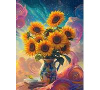 Diamond Painting Le tournesol, Diamond Painting Enfant, Activité Manuelle Adultes, Loisirs Créatifs Adultes, Vase à fleurs 5D DIY Peinture Diamant Kit Complet, Murale Maison Décoration 45x60cm A-463