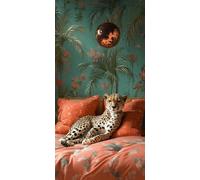 Diamond Painting LéOpard 5D Diamond Painting Adulte Grand Format Animal Kit Broderie Diamant Kit Complet Rond Loisirs Créatifs Adultes Peinture Diamant Point de Croix, Cadeau Femme 100x200cm 4-JL56
