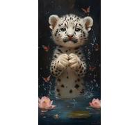 Diamond Painting LéOpard, 5D Diamond Painting Adulte Grand Format Papillon Kit Broderie Tableau Diamant Complet Rond, Loisirs Créatifs Adultes Diamant Point de Croix Peinture, Cadeau 50x100cm 3-0F5671