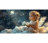 Diamond Painting Les Anges XXL DIY Diamond Painting Grand Format 25x50cm Adulte Activité Manuelle 5D Bébé Diamant Loisirs Créatifs Broderie Diamant Complet Artisanat Accessoires Décor Murale f-679