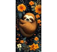 Diamond Painting Les paresseux, Diamond Painting Enfant Fleurs, 5D Bricolage Kit Broderie Loisirs Créatifs Adultes, Peinture Diamant Enfant Point de Croix pour Murale Décor Cadeaux 40x70cm C5-389