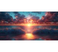 Diamond Painting Lever du soleil Diamond Painting Adulte XXL 60x120cm,5D Broderie Diamant Vagues l'océan Peinture Diamant Enfant,DIY Tableau Diamants Activite Manuelle Adulte,Décoration Murale J2-1286
