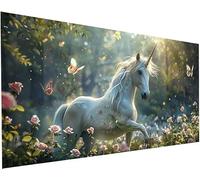 Diamond Painting Licorne Peinture Diamant Adulte et Enfant DIY loisirs Créatifs Adultes Broderie Diamant kit Complet Papillon Peintures Arts Diamond Painting pour Decoration Maison 55x110 cm S-555