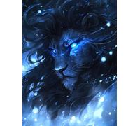 Diamond Painting Lion Peinture Diamant Adulte, 5D Broderie Diamant Animal Diamond Painting Enfant DIY Cristal Point de Croix Tableau Strass Puzzle, Tableau Decoration Murale Cadeaux 35x50cm 2e-14J