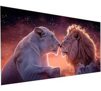 Diamond Painting Lion Peinture Diamant Adulte et Enfant DIY loisirs Créatifs Adultes Broderie Diamant kit Complet Ciel étoilé Peintures Arts Diamond Painting pour Decoration Maison 50x100 cm S-719