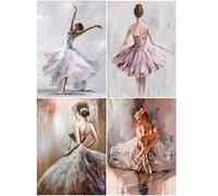 Diamond Painting Lot de 4 Ballet 30x40 cm Peinture Diamant 5D Diamond Painting Danseuse Ballerine Perles de Diamant Ballerine Tableau Diamant Enfant Peinture par Numéros Canevas Point de Croix Adulte