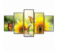 Diamond Painting Lot de 5, Diamond Painting Papillon, Toile Peinture Diamant Couverture Complète Activité Manuelle Adulte pour Tableau Decoration Murale Chambre Tournesol (Trois Tailles) PZSH-4752
