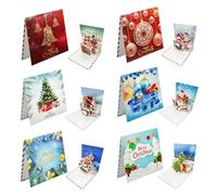 Diamond Painting - Lot de 6/12 cartes de vœux de Noël - Peinture diamant - 5D - Bricolage - Carte de vœux avec enveloppe - Kit de cartes de Noël - Cadeau (6 pièces)