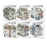 Diamond Painting - Lot de 6 cartes de Noël - Bonhomme de neige - Peinture diamant - Cartes de Noël avec enveloppe vierge - Cartes de vœux de Noël - Peinture diamant pour cadeaux DIY (B)