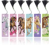 Diamond Painting Lot De 6 Marque-Pages En Forme De Cheval - Cadeau Pour Enfants - 5d - Peinture Diamant - Pour Filles Et Garçons