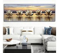 Diamond Painting Lotus Diamond Painting Adulte, 5D Peinture Diamant XXL Fleur Diamant Kit Bricolage Adulte Complet Point de Croix Cristal Débutant Art pour Decoration Maison Murale, 30x90cm, Model647
