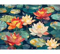 Diamond Painting Lotus Diamond Painting Adulte, Fleur Peinture Diamant pour Adulte Débutants, 5D DIY Artisanat Strass Point de Croix Loisirs Créatifs Adultes, pour Maison Décor Cadeaux 80x120cm H-3249