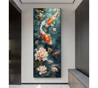 Diamond Painting Lotus Koi Point de Croix, Broderie Diamant Kit Complet, 5D DIY Diamond Painting Adulte Grand Format Perle Diamant a Coller, Mosaique Adultes Tableau pour Murale Décor 115 X 55cm q104