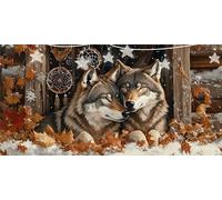 Diamond Painting Loup Diamant Painting Attrape-Rêves Peinture Diamant Adulte Débutants, Diamond Paintings Kit Complet, Point de Croix Cristal Art Artisanat Kit pour Décoration Murale 50x100cm G6-899