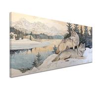 Diamond Painting Loup Diamond Painting Adulte, 5D Peinture Diamant Enfant Canevas Kit Complet Adulte Débutant Ronde Cristal Diamant Art Set pour Décoration Murale Maison Cadeaux 50x120 cm Rétro c-1111