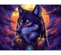 Diamond Painting Loup, Diamond Painting Enfant Attrape-rêves, 5D Bricolage Kit Broderie Loisirs Créatifs Adultes, Peinture Diamant Enfant Débutants, Point de Croix Murale Décor Cadeaux 70x90cm C4-233