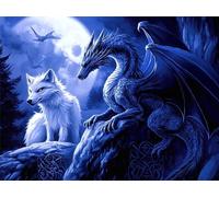 Diamond Painting Loup, Dragon Diamond Painting Adulte, 5D DIY Full Drill Strass Kit Mosaique Peinture Diamant Activité Manuelle Adulte Peinture Diamant pour Decoration Chambre, Cadeau 30x40cm,Model397