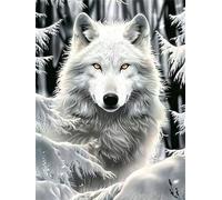 Diamond Painting Loup Peinture Diamant, Grand Format 40x50cm, 5D Diamant Painting Animal, DIY Broderie Diamant Kit Complet, Loisirs CréAtifs Diamond Painting Adulte, Tableau Decoration Murale Salon