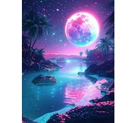 Diamond Painting Lune 5D Diamond Painting Adulte RivièRe, DIY Peinture Diamant Adulte Full Drill Strass Point de Croix Kits, Broderie Diamant pour Décoration Murale Maison Cadeau 100x135cm 8-4717