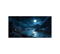 Diamond Painting Lune Diamant Peinture Numero Adulte, Strass Kit Broderie Point de Croix Bateau 5D DIY Activité Manuelle Adulte Toile Peinture 100x50cm pour Tableau Decoration Murale Cadeau 2509-10501