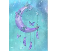 Diamond Painting Lune Diamond Painting Adulte, 5D Peinture Diamant Plume Diamond-painting, Activité Manuelle Adulte, DIY Broderie Point de Croix Kit Complet, Décoration Chambre, Cadeau 80x120cm H5-583