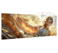 Diamond Painting Lune, Diamond Painting Adulte Grand Format 45x100cm, 5D DIY Diamond Art Strass Point de Croix Kits complet, Enfants Débutants Activité Manuelle, Décoration Murale Maison Dragon T1083