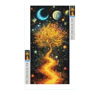 Diamond Painting Lune Diamond Painting Adulte Grand Format 70x140cm Arbre de La Vie Broderie Diamant Accessoires Complet, 5D Peinture Diamant Art Crafts Point de Croix Kit, Decoration Maison G1-1297