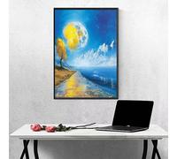 Diamond Painting Lune, Diamond Painting Adulte Montagne, Peinture Diamant Activité Manuelle Adulte, Peinture Diamant Cristal Broderie Point de Croix Kits, pour Décoration Cadeau 30 x 40 cm PJY9 C-K