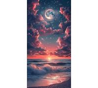Diamond Painting Lune Diamond Painting Adulte XXL 90x180cm,5D Broderie Diamant Vagues l'océan Peinture Diamant Enfant,DIY Tableau Diamants Activite Manuelle Adulte Débutant,Décoration Murale J2-12949