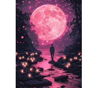 Diamond Painting Lune DIY Peinture Diamant Adulte,5D Diamond Art Kit Enfants Complet Strass Cristal Point Croix Broderie Peinture canevas pour Cadeau Femme, Murale Décoration 60x90cm Chiffre Z1-381