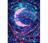 Diamond Painting Lune DIY Peinture Diamant Adulte,5D Diamond Art Kit Enfants Complet Strass Cristal Point Croix Broderie Peinture canevas pour Cadeau Femme, Murale Décoration 40x60cm Arbre Z1-509