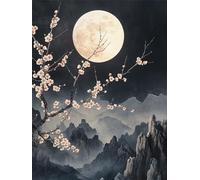 Diamond Painting Lune, Fleur Diamond Painting Adulte, 5D DIY Cristal Strass Point de Croix Peinture Sets, Peinture Diamant Kit Complet Enfant, pour comme Cadeau femmes décoratif 100x135cm 0U-578